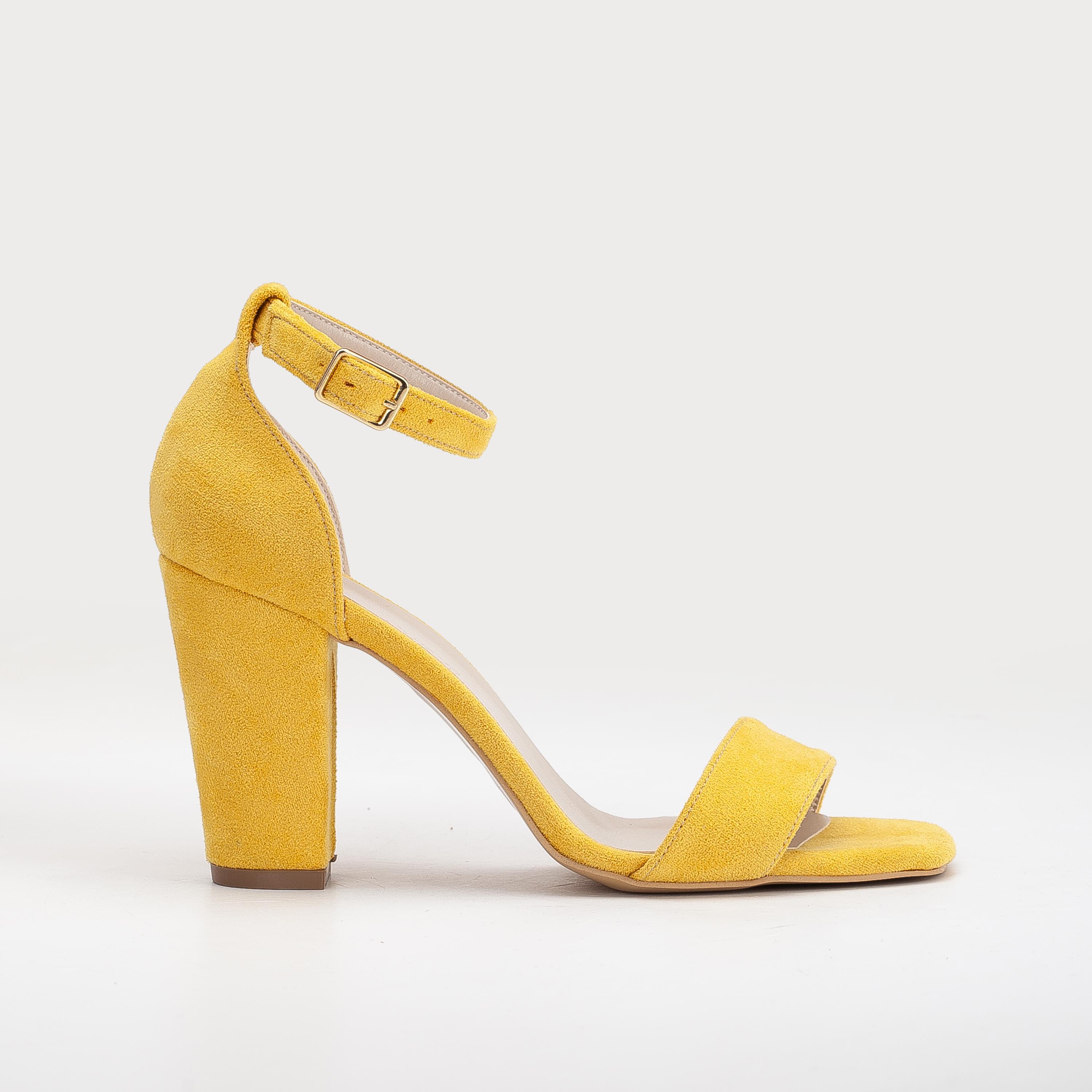 Yellow High Heel Wedding Sandals, Yellow Suede Bridal Sandals