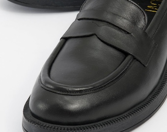Black Leather Shoes, Leather Shoes, Women Leather Shoes, Black Leather Loafers, Women Loafers, Black Loafers, Gift for Her