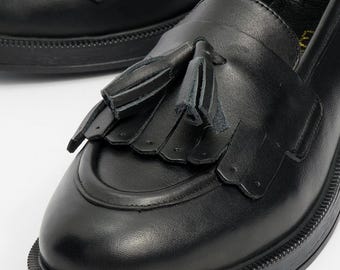Schwarze Leder Loafers für Frauen, Handgefertigte Klassische Flache Schuhe, Zeitloser Alltagsstil, Geschenk für Sie