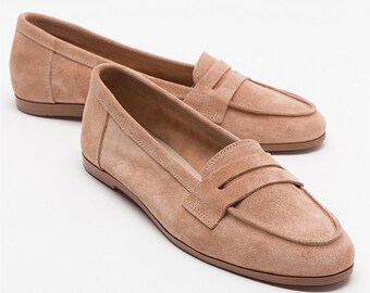 Camel Suede Leather Loafers, Womens Loafers, Cognac Suede Leather Shoes, Loafers, Loafer Shoes, Leather Loafers, Loafer, Brown Suede Loafer