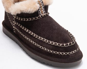 Platform Winter Boots for Women, Brown Suede Boots, Cozy Winter Shoes, Warm Boots, Handmade Winter Footwear