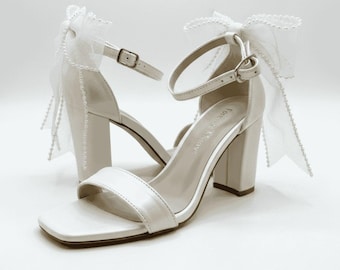 Sandalias de boda, tacones de boda, zapatos de novia, zapatos de boda con tacón de bloque, sandalias de novia, tacones de bloque de novia, zapatos de boda románticos - Evarose