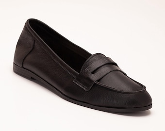 Black Leather Shoes, Leather Shoes, Women Leather Shoes, Black Leather Loafers, Women Loafers, Black Loafers, Gift for Wife, Leather Loafer