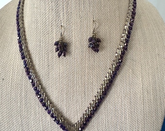 hand woven necklace and earring set