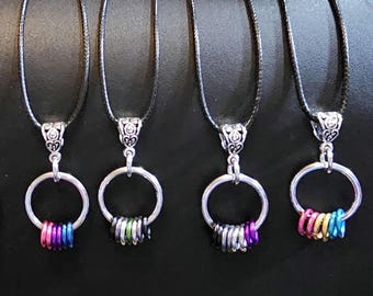 Customizable LGBTQIA Flag Minimalist Necklace Lightweight Aluminum Chainmail in your choice of PRIDE Flag
