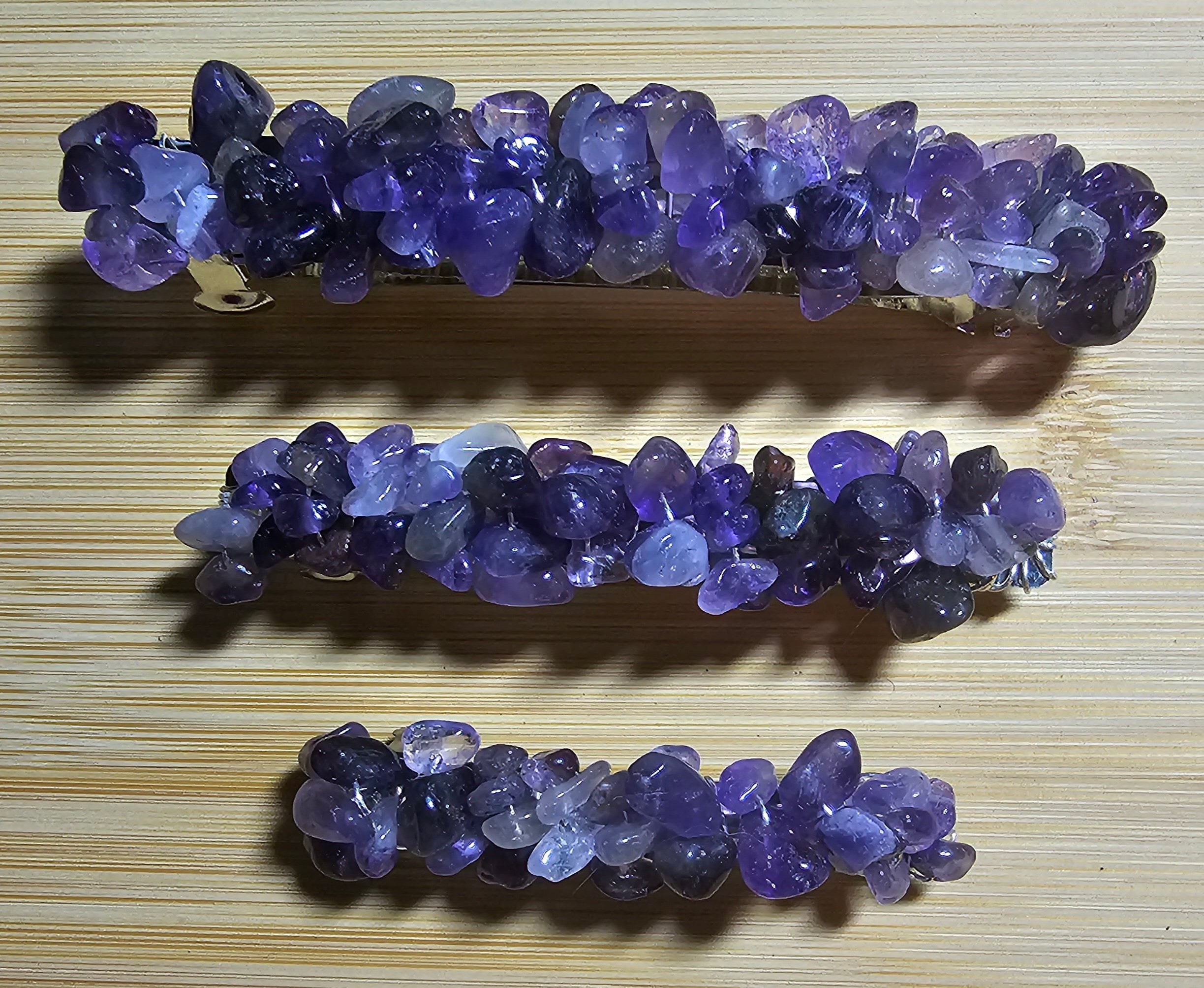 Multi-Color Gemstone Chip Hair Barrette - Purple & Teal Amazon.com : Faship Violet Purple Premium Rhinestone Crystal  main image 2