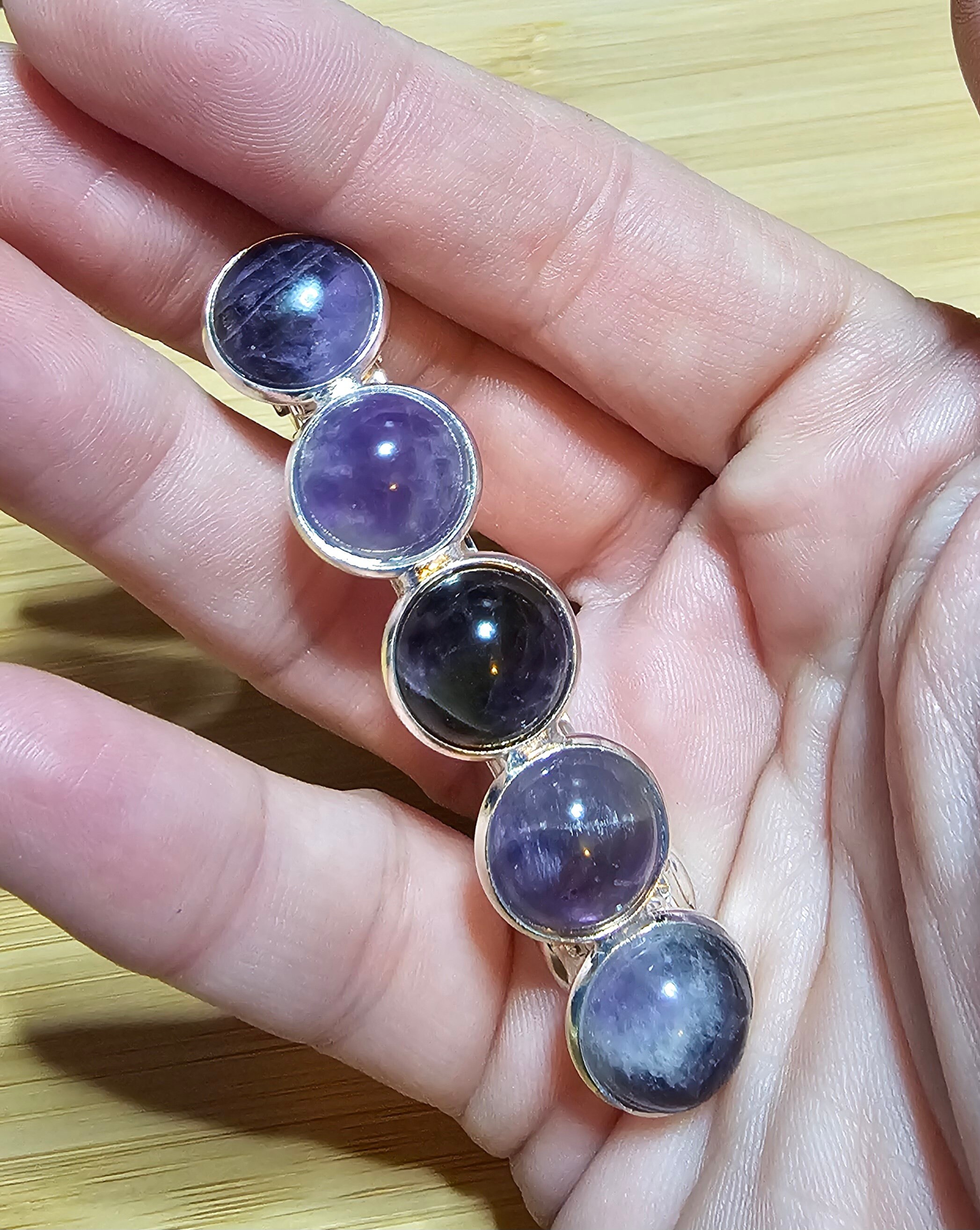 Amethyst Hair Barrette: Silver French Clip, Elegant Hair Jewelry