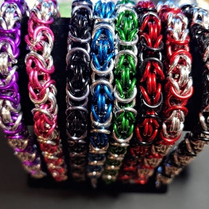 Custom Byzantine Chainmail Bracelet - 2-Color Design Lightweight Anodized Aluminum - Personalized Colors