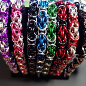 Custom Byzantine Chainmail Bracelet - Multi Color Design Lightweight Anodized Aluminum - Personalized Colors