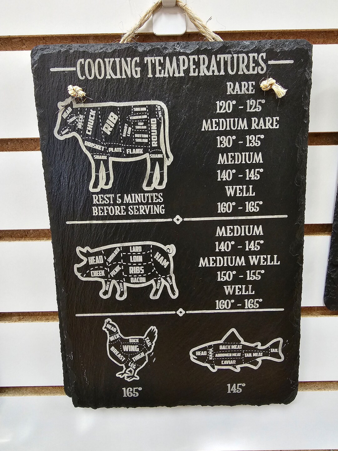 Laser Engraved 8x12 Meat Temperatures Slate Sign - Etsy