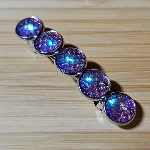 Iridescent Purple Mermaid Scale Barrette: Boho Hair Clip (60MM)
