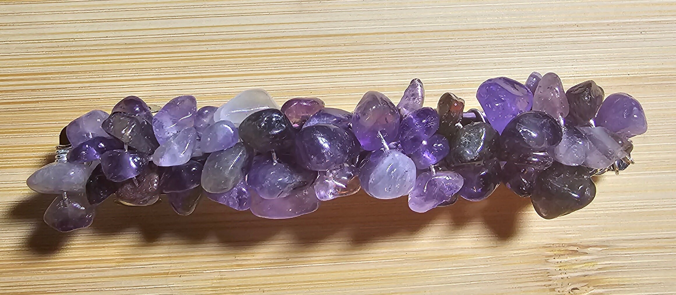 Amethyst Crystal Chip Barrette: Wire Wrapped Gemstone Hair  display picture 1