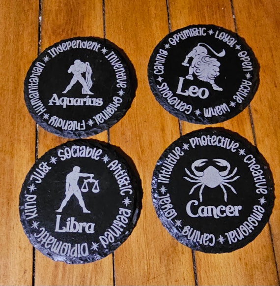 Coaster W/ BOTTLE OPENER - Zodiac Elements - SET OF 2 Coaster W/ BOTTLE OPENER - Zodiac Elements - SET OF 2