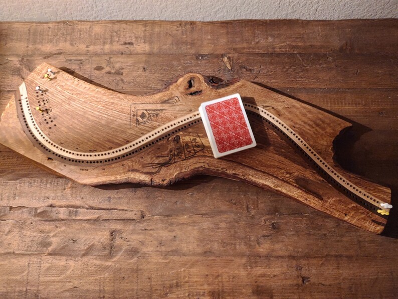 Live Edge Hardwood Cribbage Board Etsy