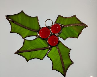 Ornamento in vetro colorato di Natale Holly / Sun Catchers