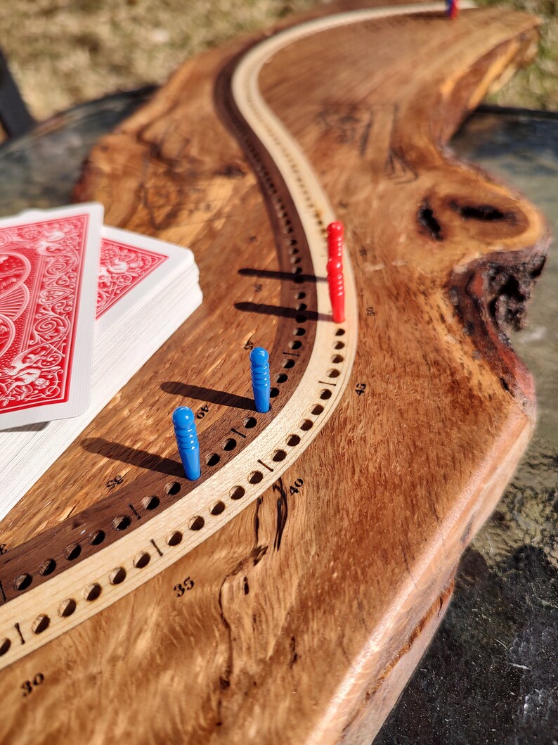 Live Edge Hardwood Cribbage Board Etsy