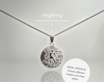 Silber St. Michael Halskette - Wasserdichter Edelstahlanhänger, christlich-katholischer Schmuck, Erzengelschutz, religiöses Unisex-Geschenk