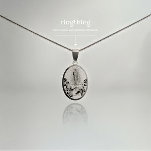 Silver Mother Mary Necklace – Waterproof Stainless Steel, Adjustable Size, Holy Christian Pendant, Devotional Gift for Baptism or Communion