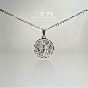 Silver Mexican Coin Pendant Necklace - 60cm, Stainless Steel, Waterproof, Box Chain, Double-Sided Design, 50 Pesos, Vintage Style, Unisex