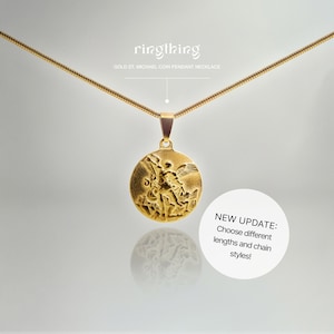 Collier Saint-Michel en or - Pendentif étanche en acier inoxydable, bijoux chrétiens-catholiques, protection d&#39;archange, cadeau religieux unisexe