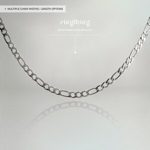Silver Figaro Chain Necklace - Width Options, Stainless Steel, Waterproof Jewellery, Silver Men's Necklace, Silver Women's Necklace, Unisex