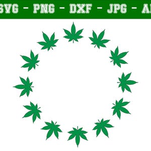 Weed leaf circle frame - Marijuana border outline - Cannabis circular design
