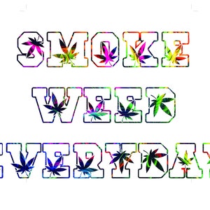 Weed SVG file - Colorful Marijuana Text with weed leaf pattern design