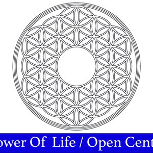 Fiore della vita SVG - Arte murale di geometria sacra - PNG metafisico - File di incisione laser con griglia di cristallo DXF