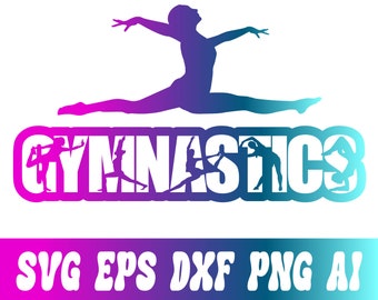 Gymnastic design file for vinyl decals and stickers - gymnastics silhouette vector clip art graphic