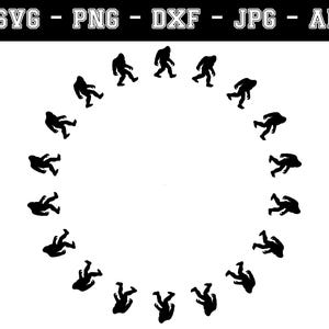 Sasquatch circle frame - Bigfoot border outline circular design