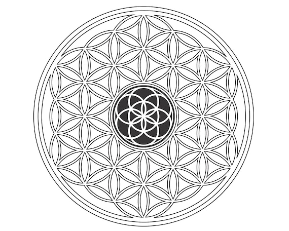 Sacred geometry crystal grid template with flower of life pattern