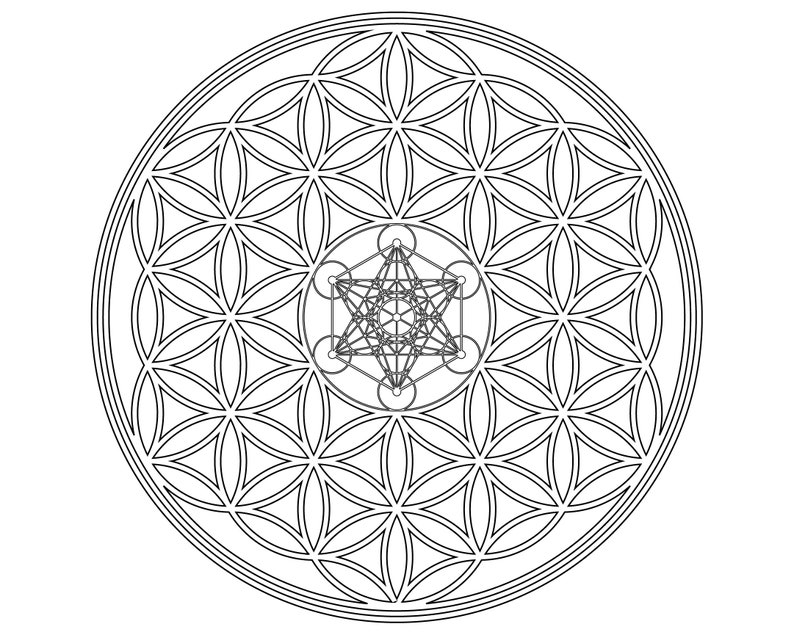 Flower of Life With Metatrons Cube SVG Sacred Geometry SVG - Etsy