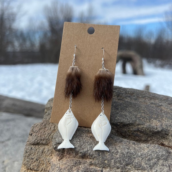 Halibut Bone Earrings Etsy