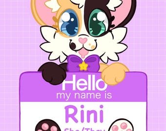 Physical Printed Custom Chibi Fursona Fursuit Name Badge
