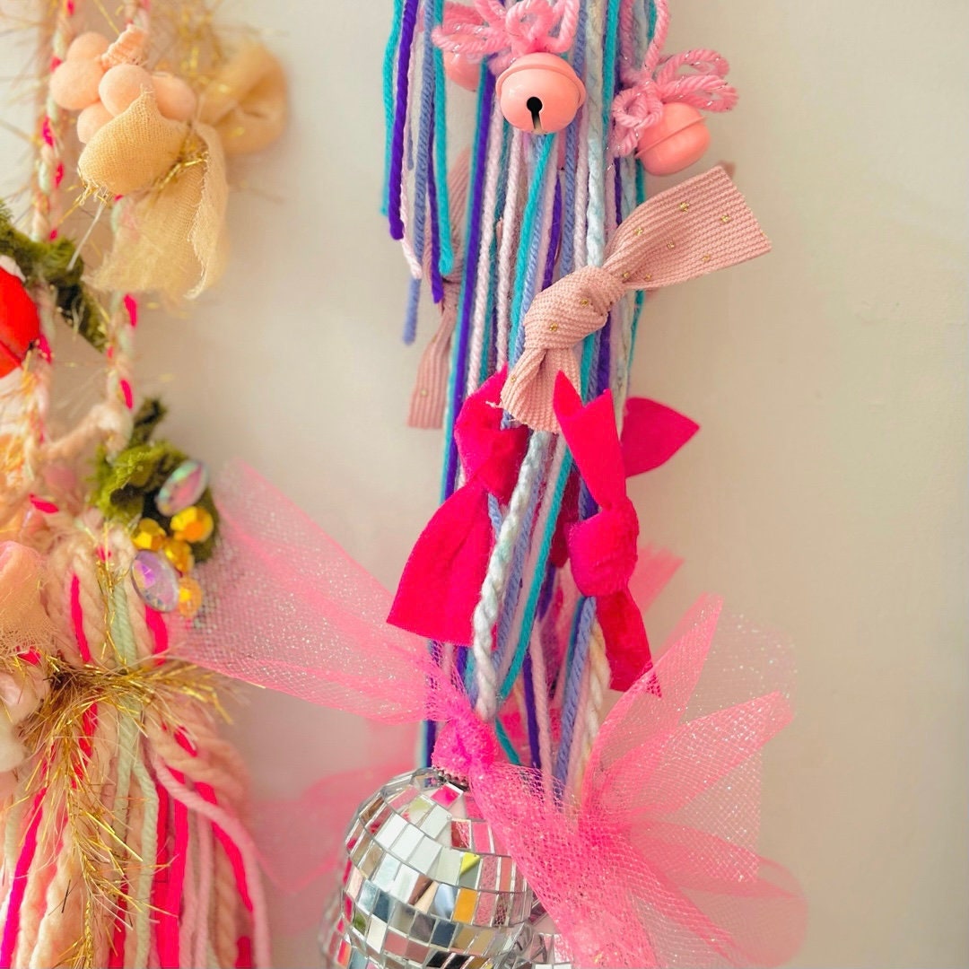 Disco Ball, Kids Room, Pink Tassel, Tassel, Nursery, Nursery Wall