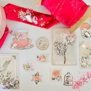 Confetti, Art Journaling-materiaal, Junk Art Journal, sprookjesbrieven, confettikaarten, feestartikelen, toverdrankkaarten, kerstcadeau, cadeau..