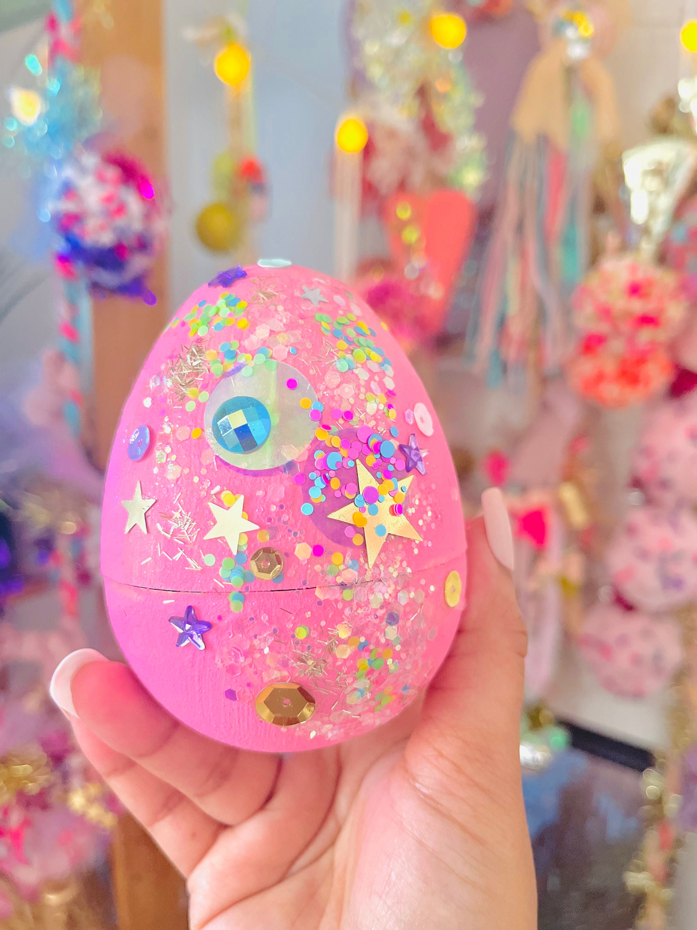 Giant Easter Eggopens, Pink Confetti Egg, Easter Decor, Easter Basket