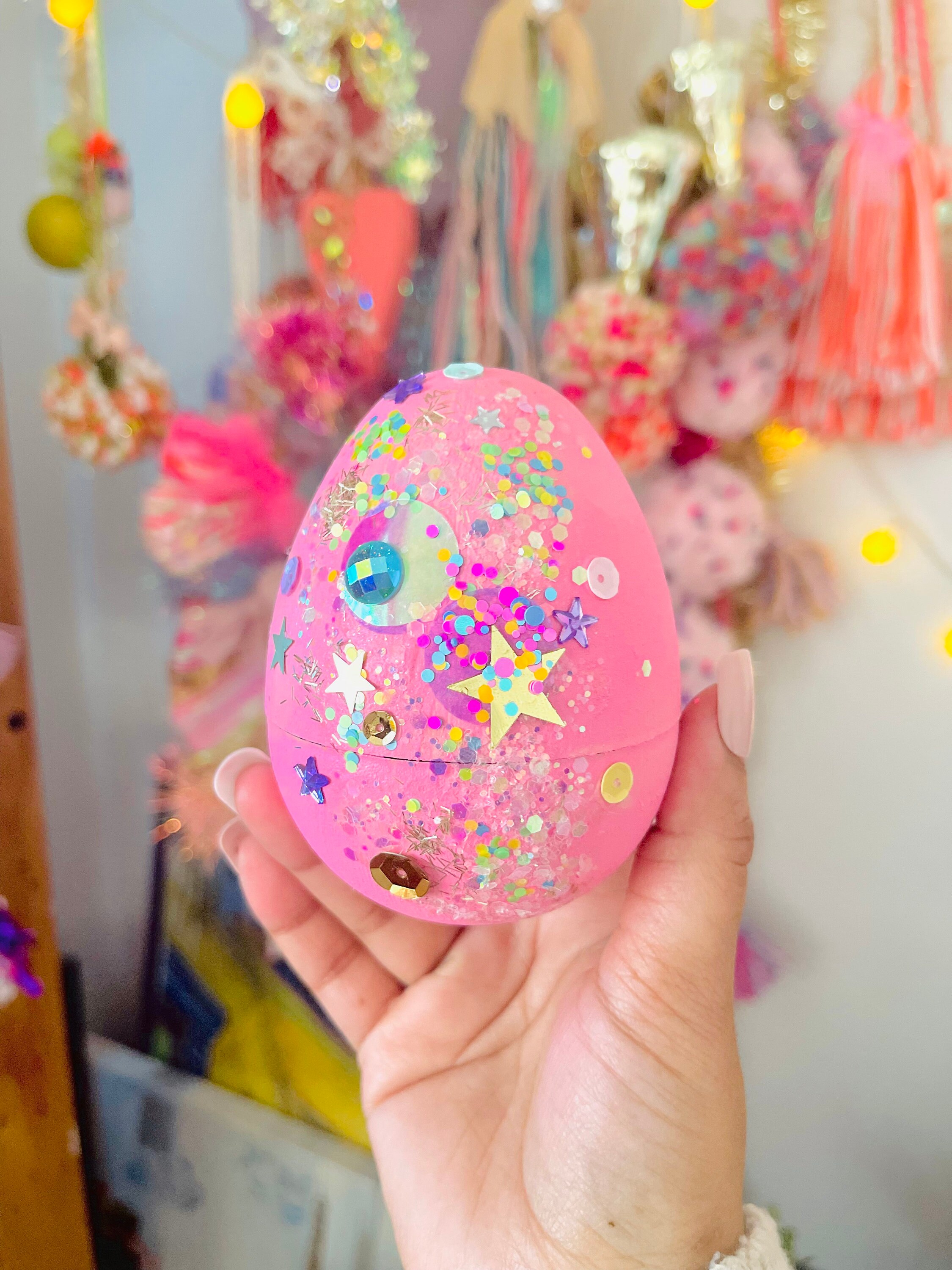 Giant Easter Eggopens, Pink Confetti Egg, Easter Decor, Easter Basket
