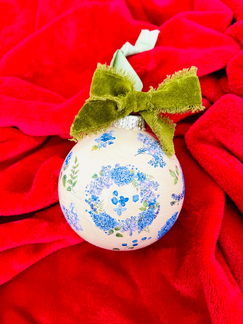 Christmas Tree Ornament Hand Painted Pale & Cream Ornament Etsy