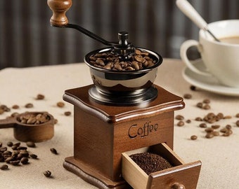 Coffee Mill Grinder - Manual Coffee Grinder with Adjustable Gear Setting and Ceramic Conical Burr, Hand Mill Grinder for Home Use and Travel