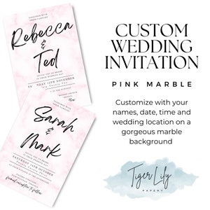 Custom Wedding Invitation: Pink Marble