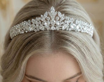 Silver Crystal Bridal Tiara with Swarovski Zirconia