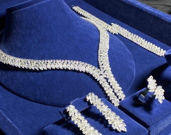 Luxury Wedding Jewelry Set | Swarovski Bridal Necklace Set, Earrings, Bracelet & Ring | Bridal  Jewelry Accessories | Wedding Jewelry Gift
