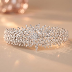 Luxury Swarovski Bridal Headpiece – Crystal Leaf Wedding Headpiece – Bridal Hair Jewelry – Zircon Headband – Bridal Tiara – Hair Accossory
