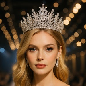 Luxury Zirconia Bridal Tiara | Crystal Wedding Tiara, Bridal Crown, Queen Tiara | Hair Accessories for Brides | Swarovski Wedding Crown