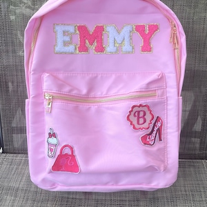 Patches SEWN ON Personalized Nylon Backpack, Customizable Backpack with Chenille Patches, Custom Patch Backpack, Personalized Backpack Kids