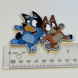 3” Bluey and Bingo Dog Cartoon Iron On Patch