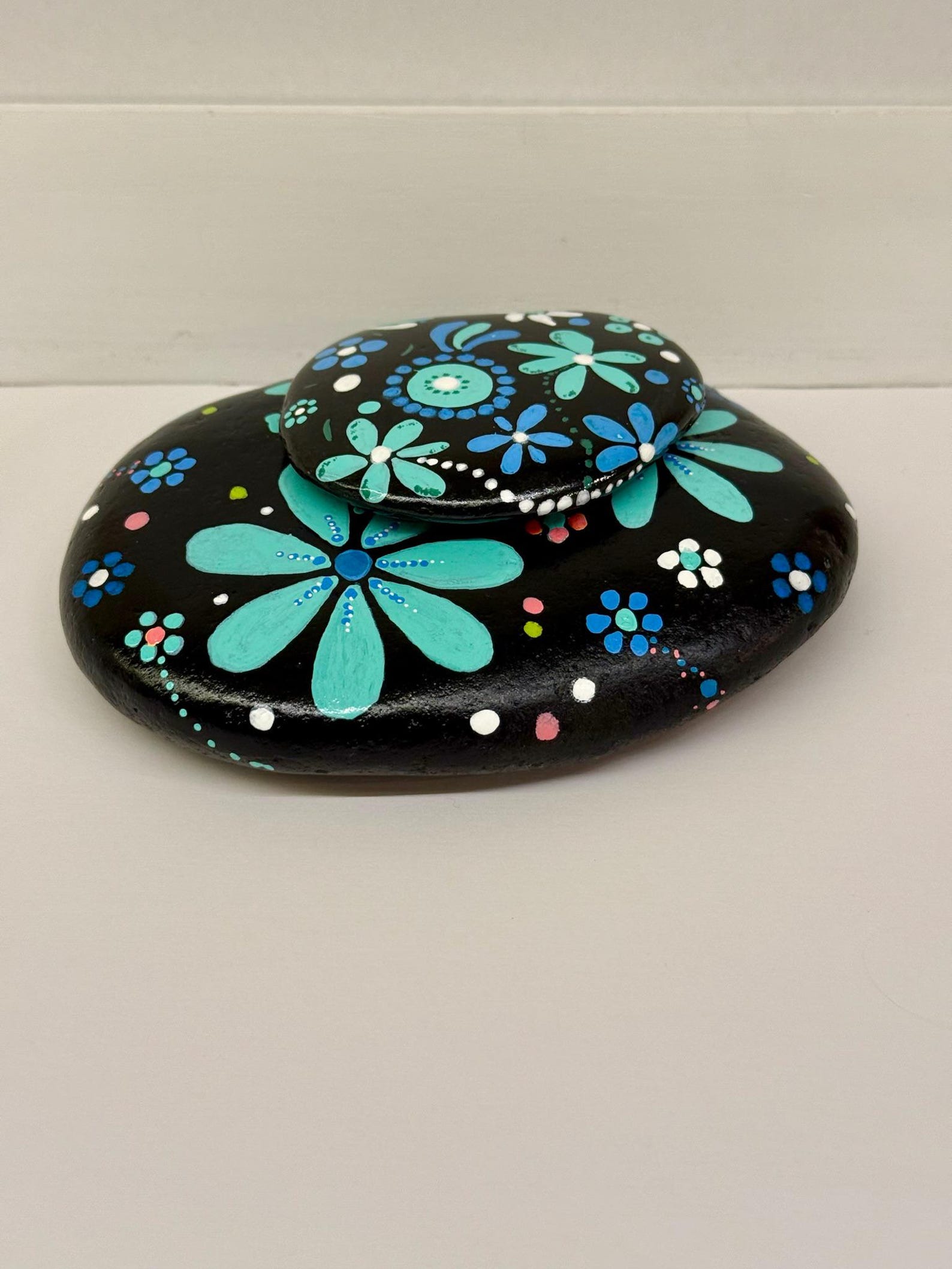 Set of Two Hand Painted Flower Rocks - Etsy