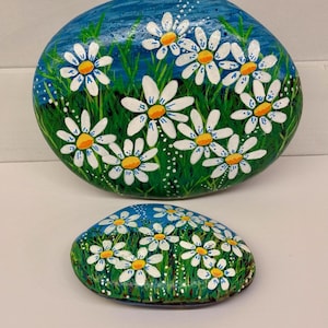 Hand painted flower rocks