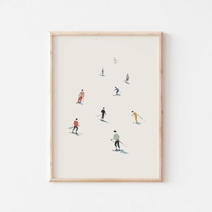 Skiing Print, Minimalist Prints, Downhill Skiing Print, Skier Artwork, Ski Wall Art, Vintage Ski Poster, Winter Sports Art